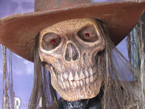 1996 Ford C-350 (Centurion Conversions) - This skull decoration features red eyes and a weathered cowboy hat.