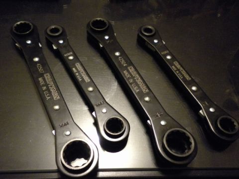 1989 Ford Bronco - Set of four Craftsman ratcheting wrenches, each marked 'Made in U.S.A.' and with visible part numbers.