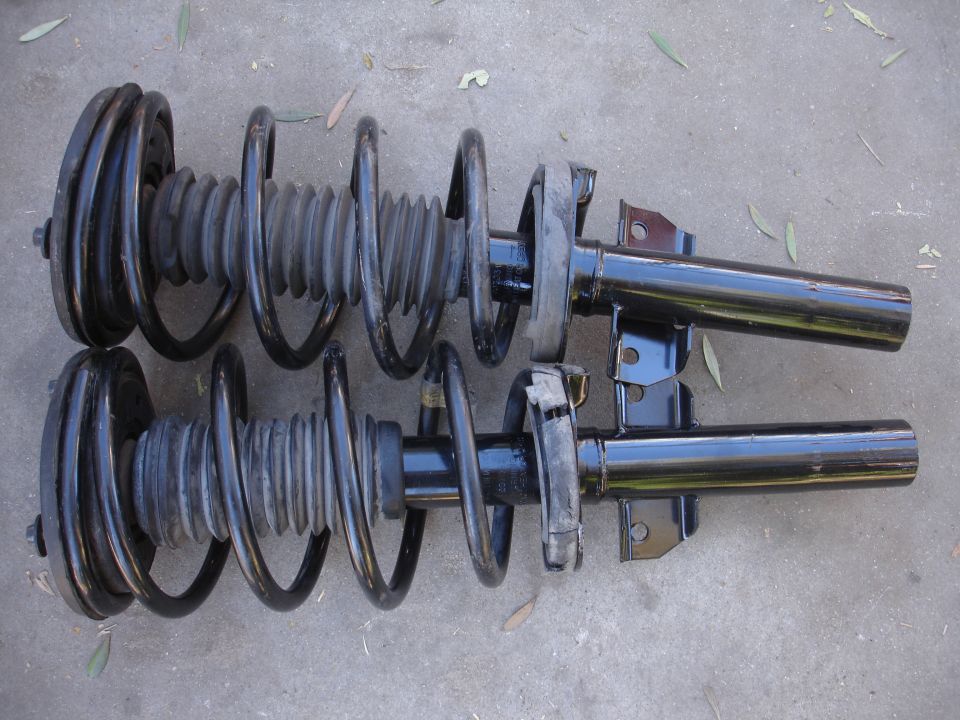 Pair of black front struts with coil springs