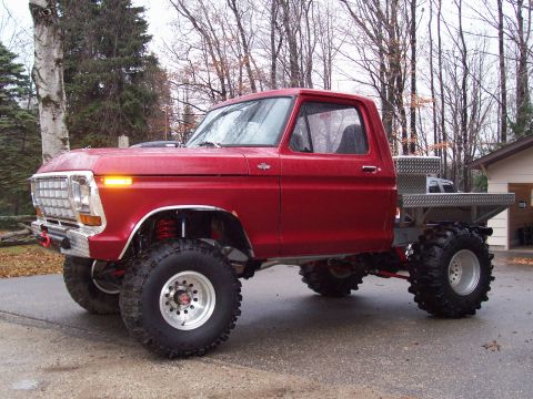 1978 Ford F-150 - This lifted 1978 Ford F-150 pickup features large off-road tires and a custom flatbed.