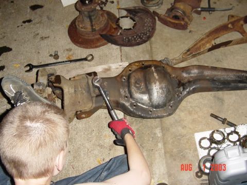 1987 Ford Bronco - The boy helping to take apart the new beam
