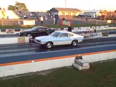 1973 Ford Maverick - Me beating my dad's Mustang for the third time this night.