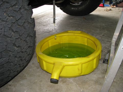 1986 Ford Bronco - drain the coolant, nice and green