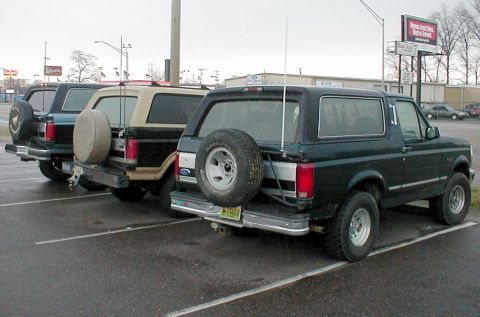 1983 Ford Bronco - Eric's, mine, & Ben's before hitting the trails.