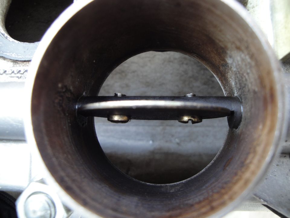 Throttle body interior with butterfly valve and screws
