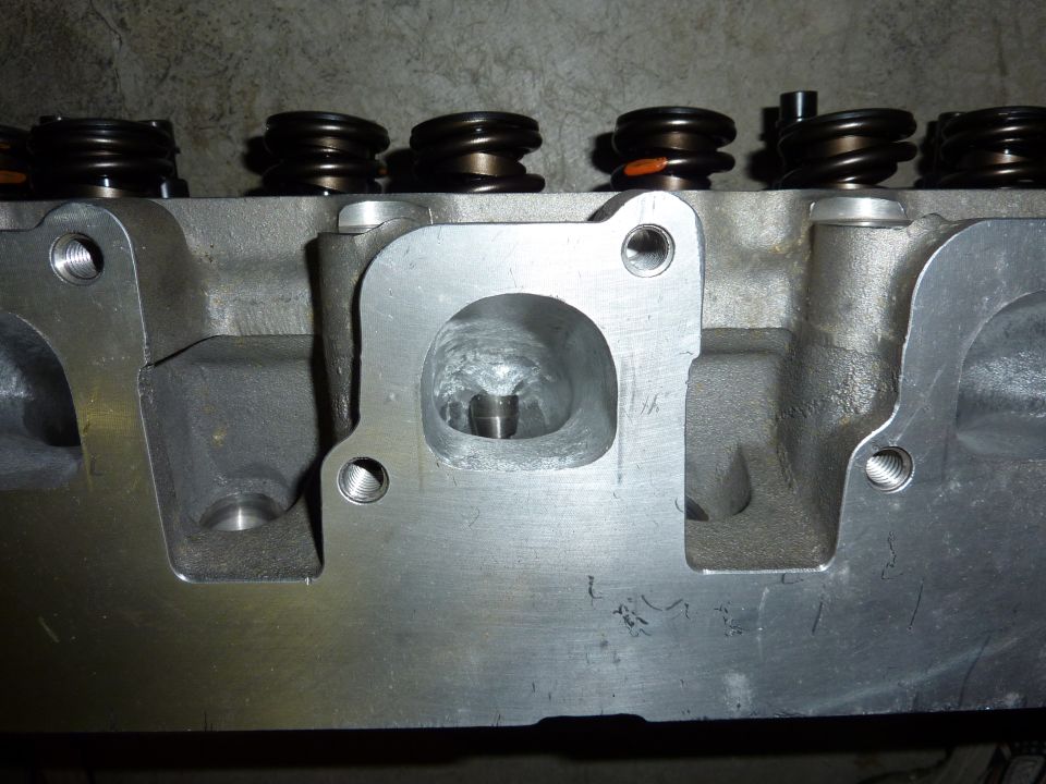 Close-up of a cylinder head with valve springs visible
