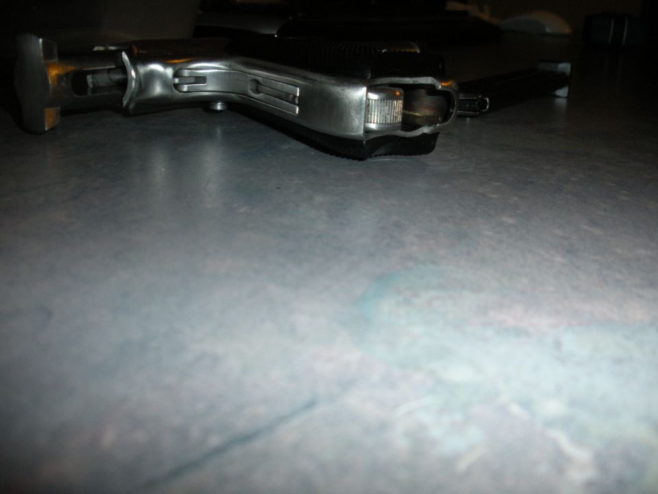 Close-up of a gun's receiver and barrel