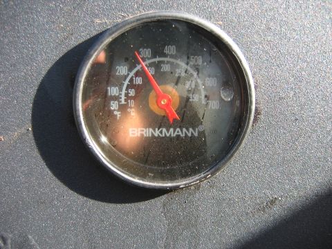 1992 Ford Bronco - A Brinkmann thermometer gauge displays a temperature reading of approximately 250 degrees Fahrenheit.