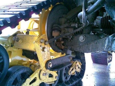 1987 Suzuki Samurai - Detail of a vehicle's track system, showing suspension and drive components.