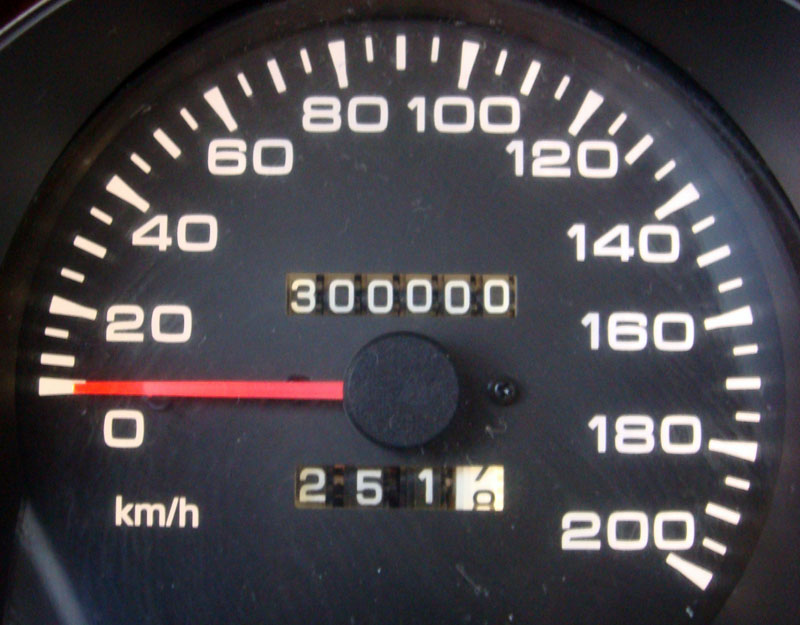 Speedometer in km/h with odometer reading 300000 km and trip 251.7