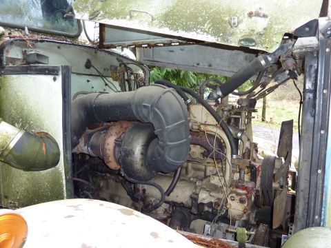 1981 Kenworth W900A - View of the engine bay, showing the turbocharger and associated plumbing.