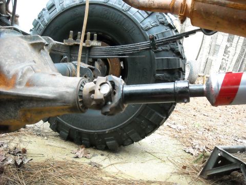 1979 Ford F-150 - This image focuses on the mechanical components of a vehicle's drivetrain, including the driveshaft and rear axle assembly.
