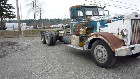 1981 Kenworth W900A - This weathered truck chassis sits idle, showing signs of age and disuse.