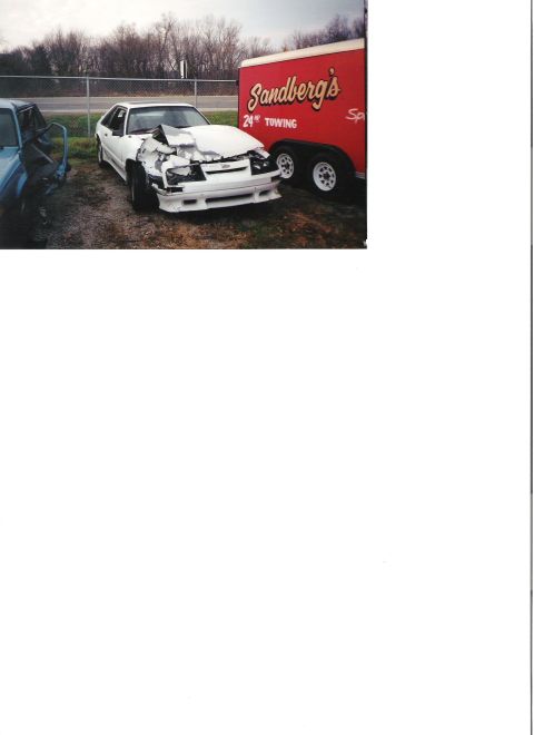 1986 Ford Mustang - This 1986 Ford Mustang sustained significant damage to its front end.