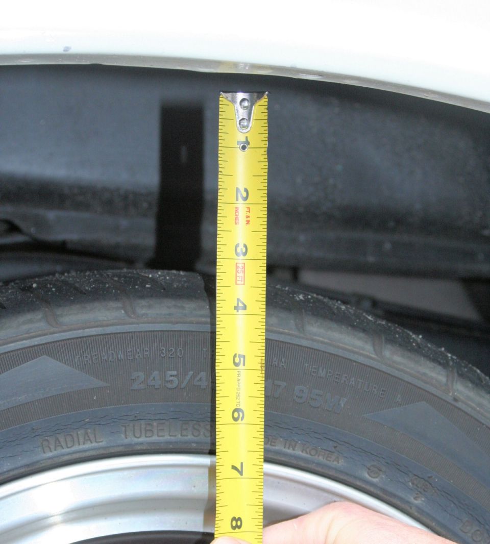 Measuring gap between tire and fender with a tape measure