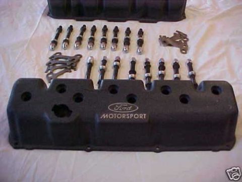 1972 Ford Ranchero - A Ford Motorsport valve cover is shown with accompanying bolts and gaskets, likely for engine repair or upgrade.