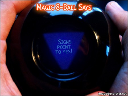 2004 Ford F-150 - A Magic 8-Ball shows the answer "Signs Point To Yes!" while being held.