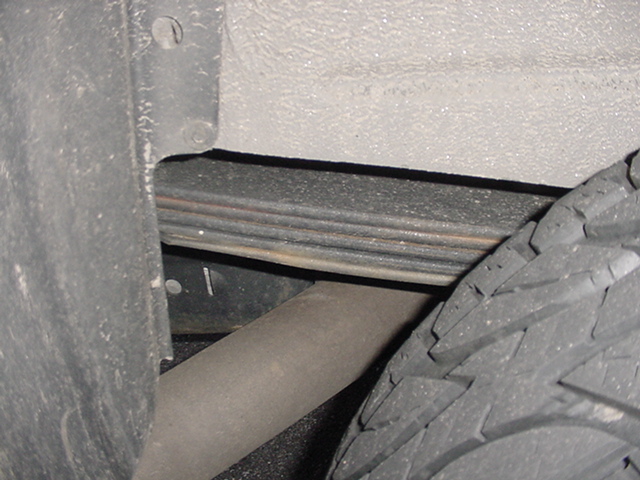 Close up of sring pack behind tire right side