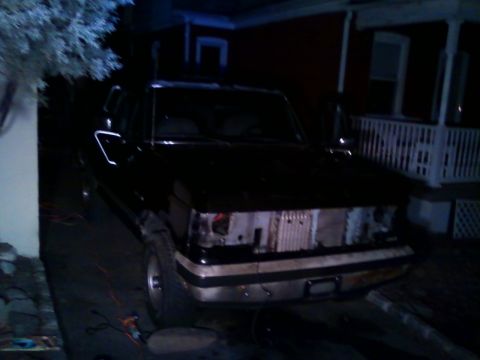 1990 Ford Bronco - Front view of a 1990 Ford Bronco with its grille removed.