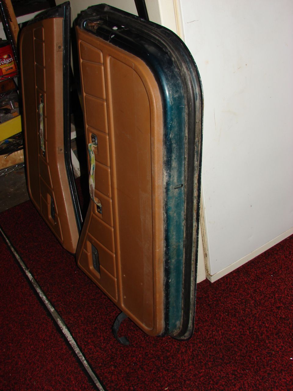 Pair of brown Jeep CJ doors with black trim