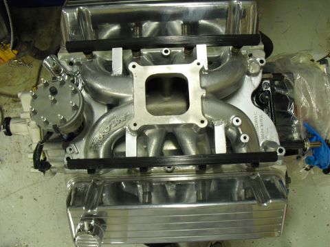 1996 Ford Bronco - Engine intake manifold and valve covers assembly, likely for a performance application.
