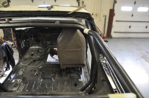 1996 Ford Bronco - The interior of the vehicle has been stripped and a roll cage has been installed.
