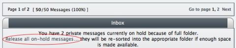 1989 Ford Bronco - An email inbox interface displays a message about two private messages being held due to a full folder.