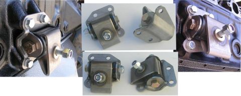 1978 Ford Bronco - Close-up views of engine mounts, some attached to a black engine block.