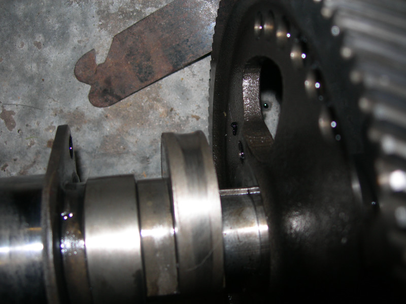 Camshaft and gear with tool