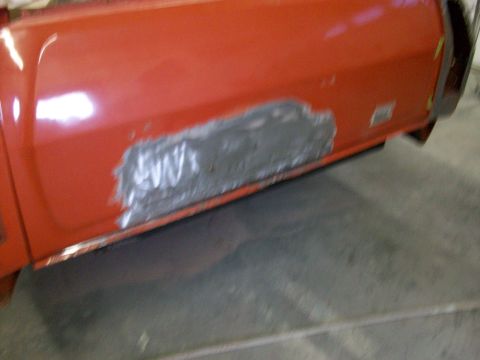 1973 Ford Ranchero - I got rear-ended last summer, so there was a dent in the tailgate; there was already a bunch of bondo and a dozen holes in this skin too; w…