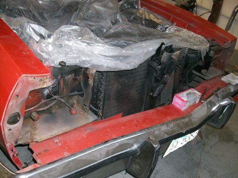 1973 Ford Ranchero - I removed the front valance, grill, and both light buckets, since most of it wasn't aligned correctly and there was a lot of wax and chippe…