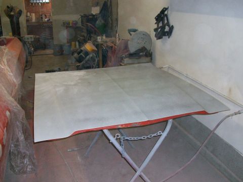 1973 Ford Ranchero - we layed on two coats of primer on the hood, then blocked-sanded it.