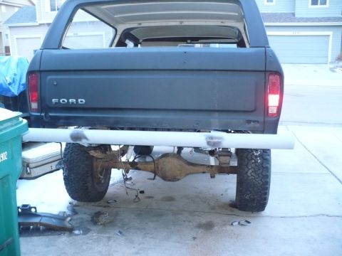 1979 Ford Bronco - Ford Bronco rear view showing the differential and a custom bumper.