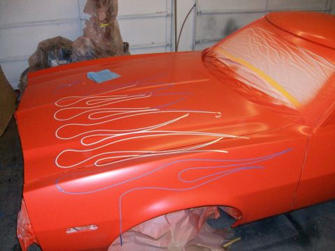 1973 Ford Ranchero - then we layed out the flames with 1/8" fine line tape.