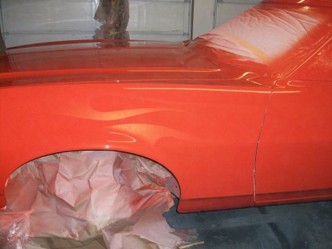 1973 Ford Ranchero - the flames fade towards the front of the car.