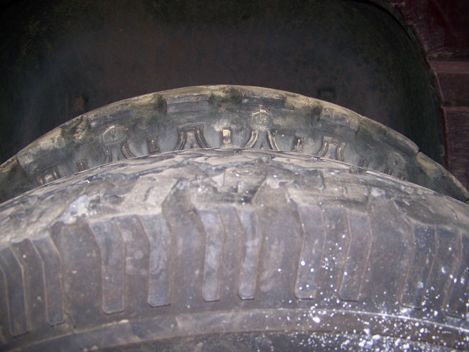 Close-up of a tire's tread pattern