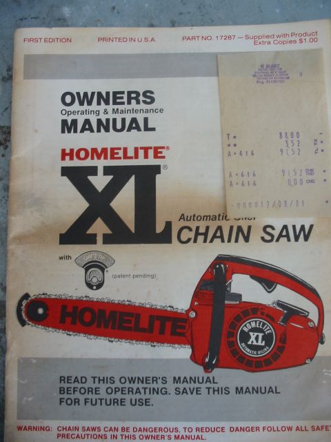 1992 Ford Bronco - This is an owner's manual for a Homelite XL automatic chainsaw.