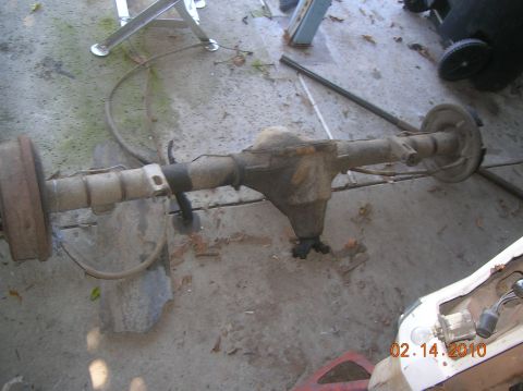 1985 Ford Bronco - Rear axle assembly with drum brake and brake line visible, dated 02.14.2010.