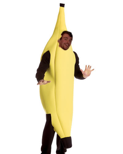 2000 Mercury Grand Marquis - A person is dressed in a novelty banana costume against a white background.