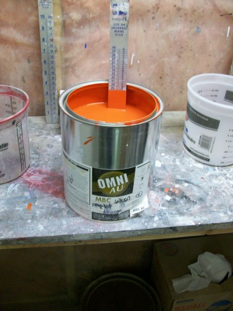 1973 Ford Ranchero - this is the base coat; Omni AU MBC "prohet orange 61067"