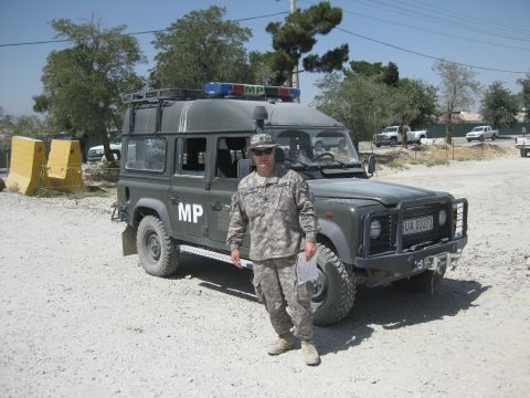 2003 Jeep Wrangler - Military police Land Rover Defender in Afghanistan with MP markings and light bar.
