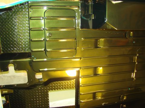 1948 Jeep Wrangler - Custom painted vehicle interior panels showing diamond plate and ribbed sections.