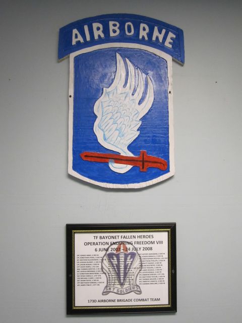 2003 Jeep Wrangler - A wall display features an Airborne insignia and a plaque honoring fallen soldiers from Operation Enduring Freedom VIII.