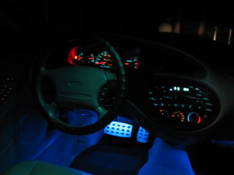 1997 Ford Taurus - here is the neons under the drivers side, illuminating my racing pedals :)