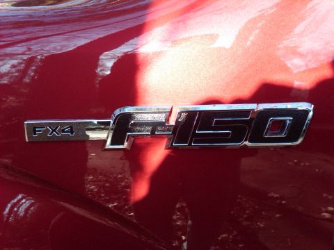 2009 Ford F-150 - Close-up of a red truck's FX4 F-150 emblem.