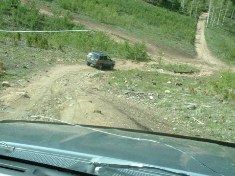 1994 Ford Bronco - Kind of steep right here, I call those cracks in the windshield the flex cracks, haha, I replaced it with a new one but 4wheeling certainly…