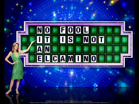 1971 Ford Ranchero - A game show puzzle board displays the phrase 'NO FOOL IT IS NOT AN EL CAMINO'.