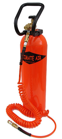 1993 Ford Bronco - Portable air tank with coiled hose and brass fittings, labeled 'ULTIMATE AIR'.