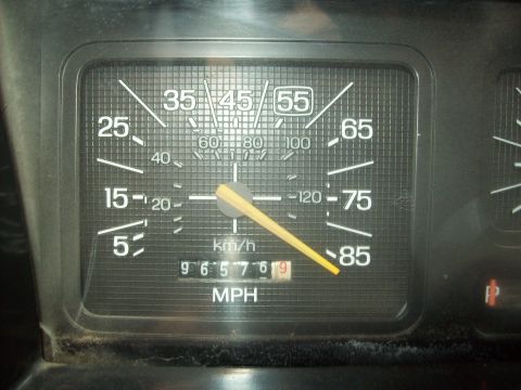 1985 Ford Bronco - The speedometer shows a speed of 70 MPH, with an odometer reading of 96576.9.