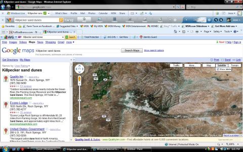 1985 Ford Bronco - This image shows a Google Maps search result page for Killpecker sand dunes.